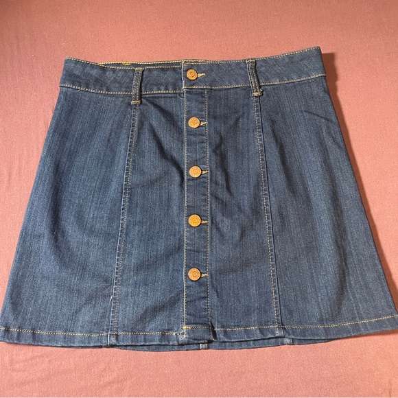 Jean Denim Mini Skirt Button Front, Belt Loops - Size Small - Picture 1 of 6